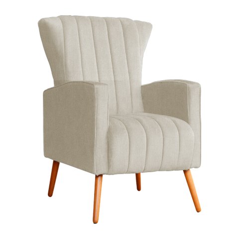 Poltrona Decorativa Melinda Pés Palito Tecido Suede Várias Cores - Qlare Estofados - Suede Bege