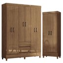 Ver imagem 1 de Guarda Roupa Casal 6 Portas com Pés Fit e Armário Multiuso Fit Jequitibá Acetinado - Santos Andir