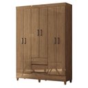 Ver imagem 2 de Guarda Roupa Casal 6 Portas com Pés Fit e Armário Multiuso Fit Jequitibá Acetinado - Santos Andir