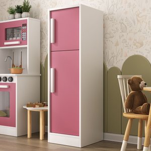 Geladeira Infantil de Brinquedo Interativa Faz de Conta:rosa