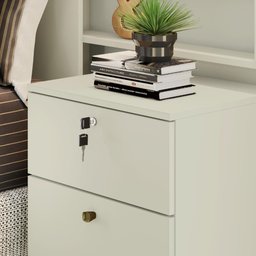 Cabeceira com Mesas Laterais 2 Gavetas 100% Mdf Santorini Off White - Móveis Europa - 5