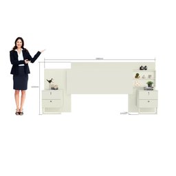 Cabeceira com Mesas Laterais 2 Gavetas 100% Mdf Santorini Off White - Móveis Europa - 6
