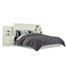 Cabeceira com Mesas Laterais 2 Gavetas 100% Mdf Santorini Off White - Móveis Europa - 3