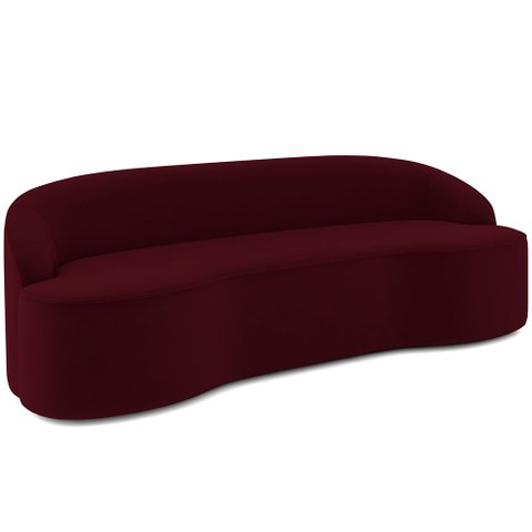 Sofá 3 Lugares Curvo Sala de Estar Living Lótus D02 Veludo Marsala 210 cm C-278 - Lyam Decor