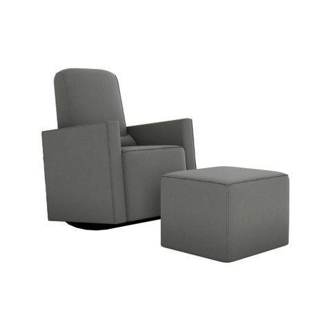 Poltrona Amamentação com Balanço + Puff Veludo Cinza Matrix Annecy