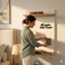 Ver imagem 5 de Jogo 3 Prateleiras de Parede MDF 90 x 60 Suporte Porta Quadros, Cantinho da Oração Amadeirado com