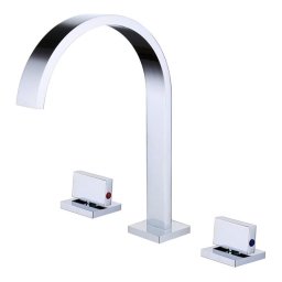 Torneira Misturador Lavabo Banheiro Duplo Comando Prateada - 3