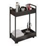 Carrinho Auxiliar para Salão de Beleza Lara 70cm em Aço com Rodízios Preto - Desk Design - 1