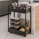 Ver imagem 5 de Carrinho Auxiliar para Salão de Beleza Lara 70cm em Aço com Rodízios Preto - Desk Design