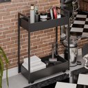 Ver imagem 2 de Carrinho Auxiliar para Salão de Beleza Lara 70cm em Aço com Rodízios Preto - Desk Design