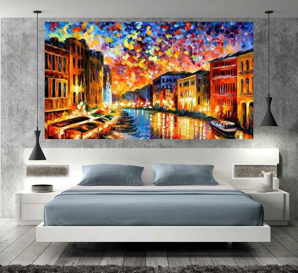 Quadro Pintura Tela Cidade Paisagem Urbana 4021: 100cm (A) x 170cm (L) - 5