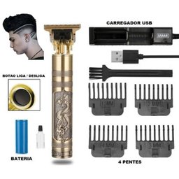 Maquina Barbear e Cortar Cabelo Profissional Recarregável - 1