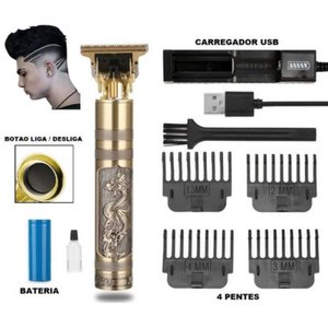 Maquina Barbear e Cortar Cabelo Profissional Recarregável