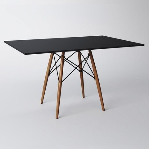 Mesa Eiffel Wood Tampo Retangular De Madeira Preto 120 cm