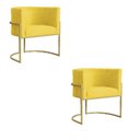 Ver imagem 1 de Kit 2 Poltrona Luana Suede Amarelo Base Dourada Luxo - Fm