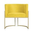 Ver imagem 4 de Kit 2 Poltrona Luana Suede Amarelo Base Dourada Luxo - Fm
