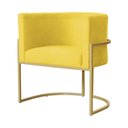 Ver imagem 3 de Kit 2 Poltrona Luana Suede Amarelo Base Dourada Luxo - Fm