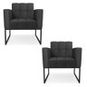 Kit 2 Poltronas Elisa Corino Base Metálica Industrial Preto - D'rossi - 2