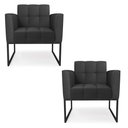 Ver imagem 2 de Kit 2 Poltronas Elisa Corino Base Metálica Industrial Preto - D'Rossi