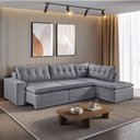 Ver imagem 2 de Sofá Retratil com Chaise Direita Titan 6 Lugares 3,16m Tecido Linho