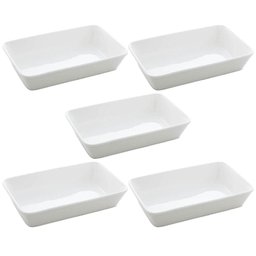 Conjunto 5 Travessas Refratários de Porcelana Branca 750ml Buffet Restaurante Línea Lyor - 1