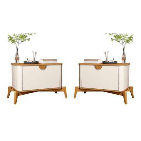 Conjunto de Mesa de Cabeceira Monte Nobre Off White Nature