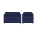 Ver imagem 1 de Kit 01 Poltrona Decorativa Tilla + Namoradeira Sala Espera Cor:Azul Marinho