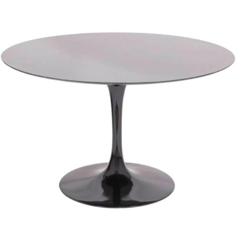 Mesa de Jantar Tulipa Saarinen Redonda 130 Cm Tampo Laqueado Cores Preto