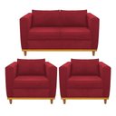 Ver imagem 1 de Kit Sofá 2 Lugares e 2 Poltronas Europa Suede Vermelho - Am Decor
