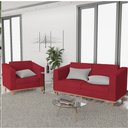 Ver imagem 3 de Kit Sofá 2 Lugares e 2 Poltronas Europa Suede Vermelho - Am Decor