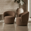 Ver imagem 1 de Poltrona Giratória Orgânica Decorativa Capri Bouclé Suave Design Redondo Luxo P/ Leitura Sala Quarto