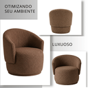 Ver imagem 2 de Poltrona Giratória Orgânica Decorativa Capri Bouclé Suave Design Redondo Luxo P/ Leitura Sala Quarto