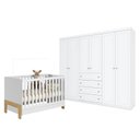 Ver imagem 1 de Berço Americano Mini Cama Fantasia Branco Acetinado – Qmovi e guarda Roupa Casal Americano 6 Portas