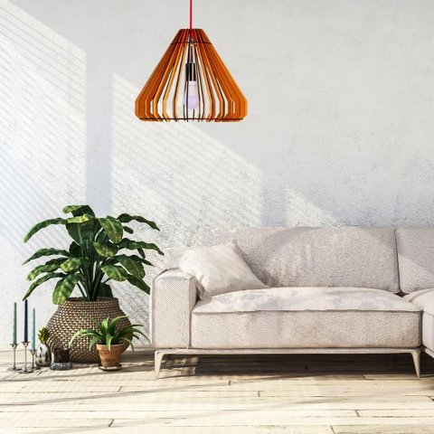 Luminária Teto tipo Pendente em MDF - Completa