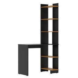 Escrivaninha Eccos Mesa de Trabalho com Estante Versátil Direita/esquerda - Preto com Nature - 4