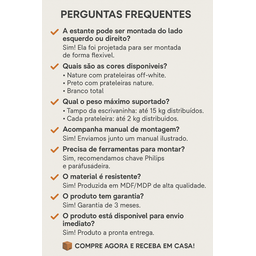 Escrivaninha Eccos Mesa de Trabalho com Estante Versátil Direita/esquerda - Preto com Nature - 5