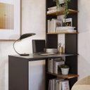 Ver imagem 2 de Escrivaninha Eccos Mesa de Trabalho com Estante Versátil Direita/esquerda - Preto com Nature