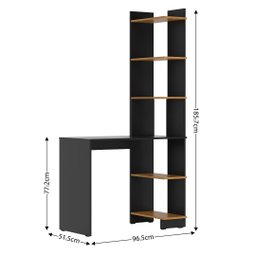 Escrivaninha Eccos Mesa de Trabalho com Estante Versátil Direita/esquerda - Preto com Nature - 3