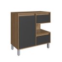 Ver imagem 2 de Gabinete Banheiro 80cm Paula 2 Gavetas 1 Porta e 1 Nicho Mel/grafite Bl2001