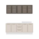 Ver imagem 2 de Cozinha Compacta Amara 9 Portas 3 Gavetas com Vidro 40250788 Creme/branco - Politorno