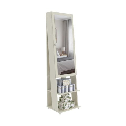 Penteadeira Espelho de Chão com 1 Porta e Porta-Joias 49cm Multimóveis CR35551 Off White
