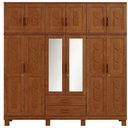 Ver imagem 3 de Guarda Roupa Casal Lorie F06 12 Portas de Bater 2 Gavetas Madeira Maciça com Espelho Castanho Lyam