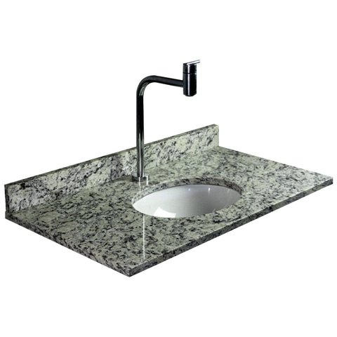 Cuba para Cozinha de Embutir Granito e Louça Simples 60x45cm Generali Branco
