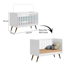 Jogo de Quarto Bebê Berço e Cômoda Encanto Retrô - Qmove - 2