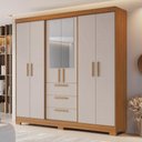 Ver imagem 1 de Guarda Roupa Casal 6 Portas com Espelho 100% MDF NT6030 Freijó/Off White Notável Móveis