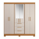 Ver mais imagens de Guarda Roupa Casal 6 Portas com Espelho 100% MDF NT6030 Freijó/Off White Notável Móveis