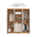 Ver imagem 7 de Guarda Roupa Casal 6 Portas com Espelho 100% MDF NT6030 Freijó/Off White Notável Móveis