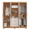 Ver imagem 4 de Guarda Roupa Casal 6 Portas com Espelho 100% MDF NT6030 Freijó/Off White Notável Móveis