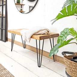 Conjunto de Mesa e Bancos Rústicos | Estrutura Hairpin - 120cm - 5