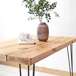 Conjunto de Mesa e Bancos Rústicos | Estrutura Hairpin - 120cm - 3
